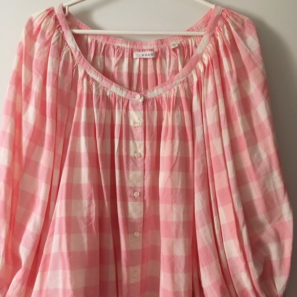 DOEN Jane Pink + White Gingham Organic Cotton + Viscose Blouse XL - Picture 5 of 6